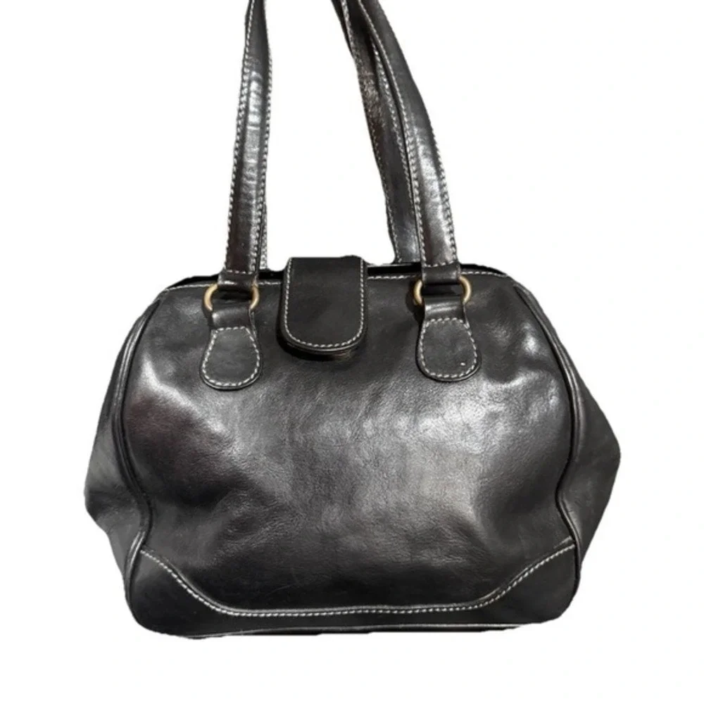 Vtg Talbots Shoulder Bag Black Leather  Shoulder Strap Y2K‎ Hobo